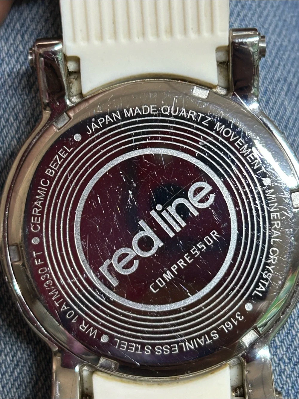 REDLINE White Sportwatch with Red Crown Accent